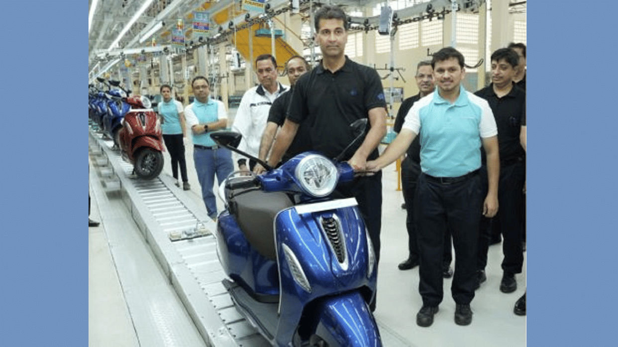Bajaj Auto Akurdi Plant Pune Bajaj Auto announces inauguration of newly built EV manufacturing plant at Akurdi Pune bajaj electric scooter factory bajaj chetak electric scooter