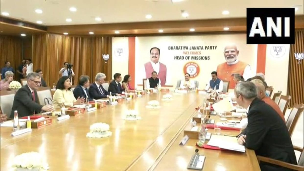 BJP national president JP Nadda interact with 13 countries envoys  at party headquarters in Delhi
