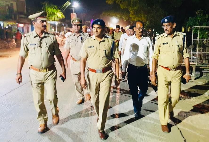 police march in diffrent places