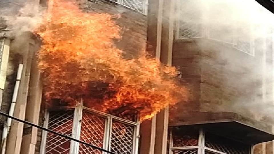 massive fire broke out in the five-storey house of a textile trader in Shikohabad