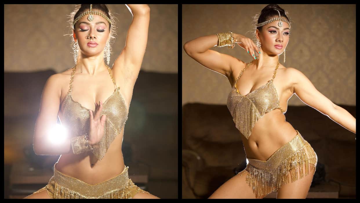 Namrata Malla: Bhojpuri Actress shares sizzling photos in bikini wearing indian jewellery