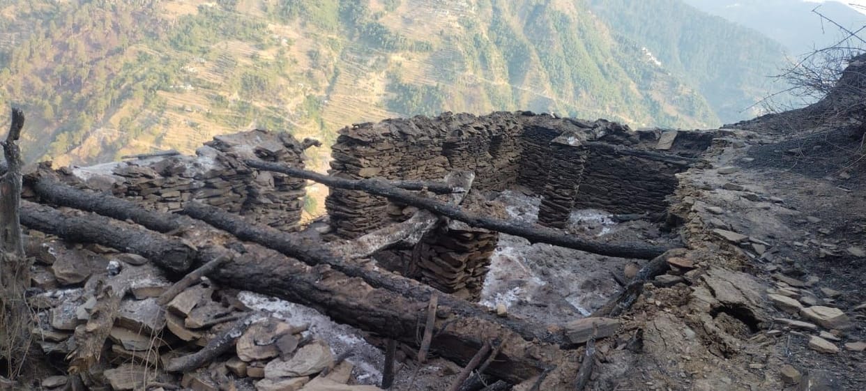 House ashes due to forest fire in Bihali