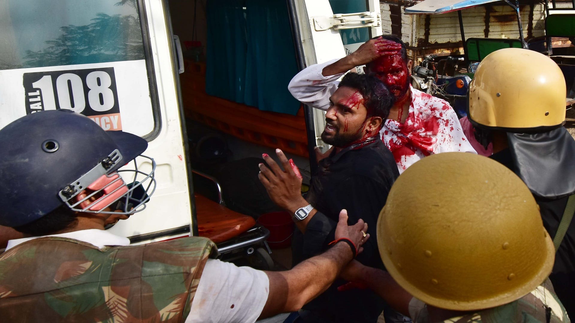 attackers had brought petrol-matches and bombs, the area was shaken by the blasts