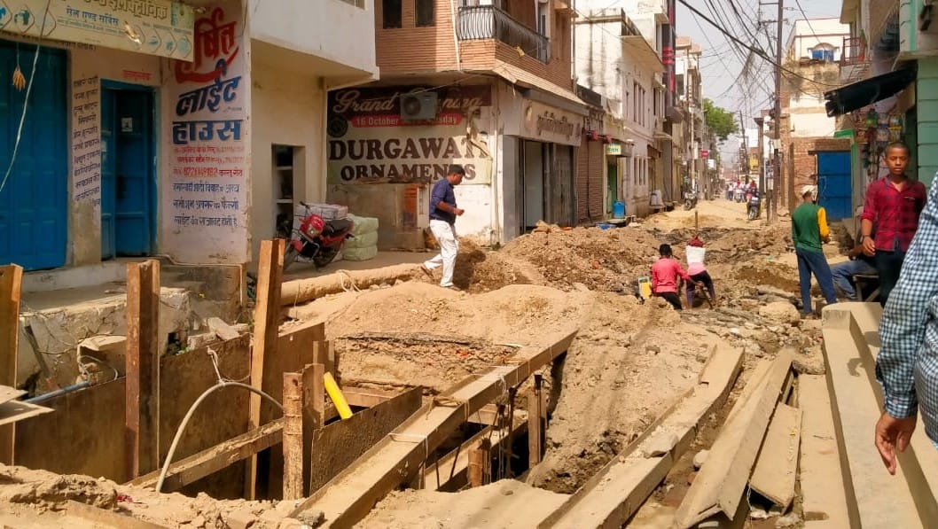 Excavated pits, localities getting covered with dust