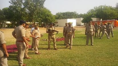 riot control exercise in police line Agra