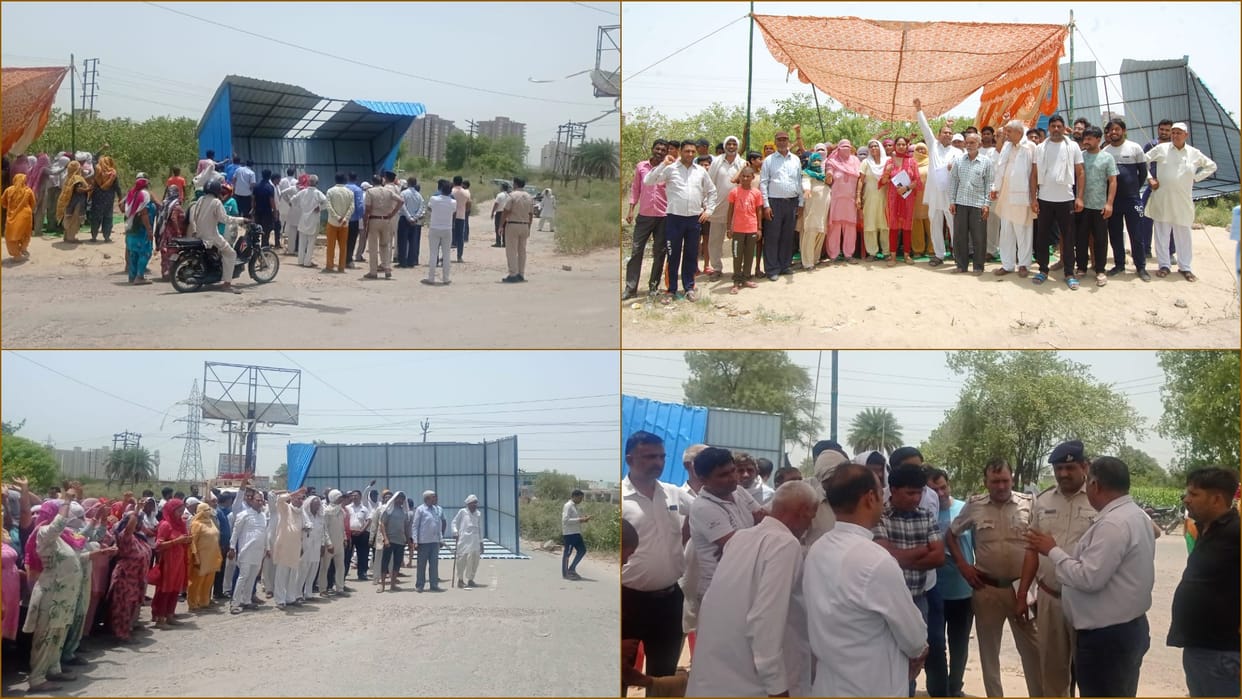 Protest against opening of third liquor shop in Gadh shahjanpur village of Sonipat