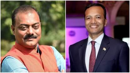 भाजपा के पूर्व प्रवक्ता नवीन कुमार जिंदल (बाएं) और जिंदल स्टील एंड पॉवर नवीन जिंदल।