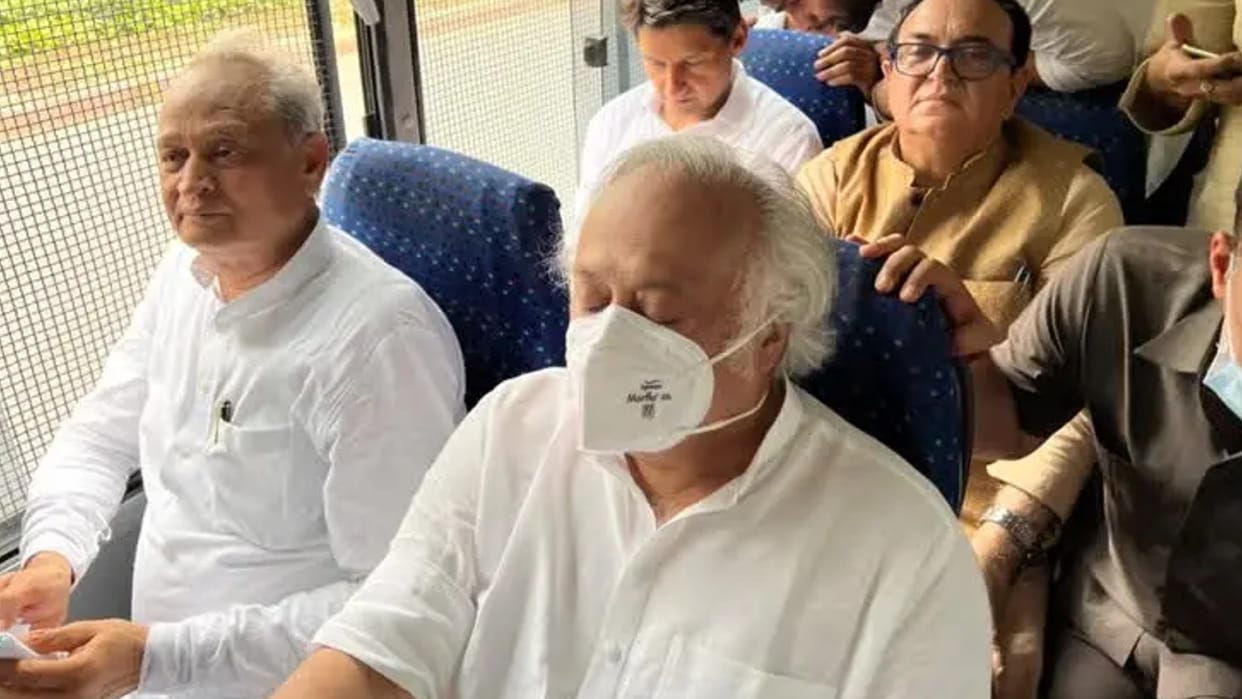 CM Ashok Gehlot has been detained in Delhi protest against ED case against Rahul Gandhi and Sonia Gandhi
