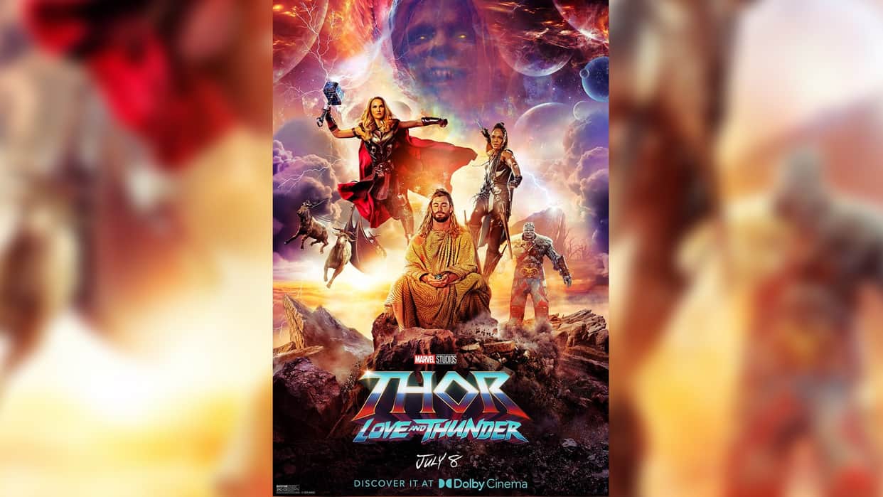 Chris Hemsworth Film Thor Love and Thunder dolby Poster released by Marvel Studios