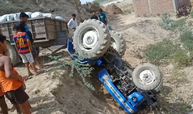 hardoi news,Tractor overturns in Khanti, driver dies after being crushed