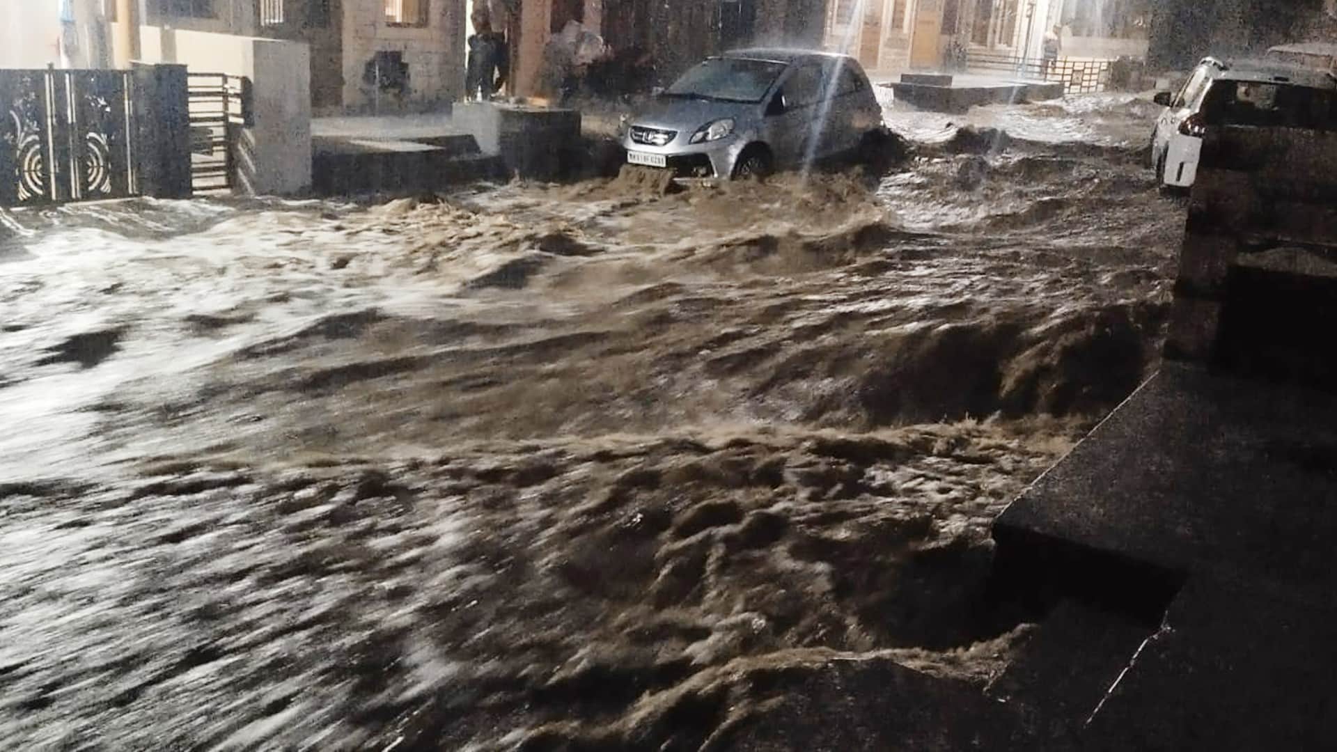Pre Monsoon heavy rain in Barmer flooded the streets vehicle flow in rain water Villages lost contact