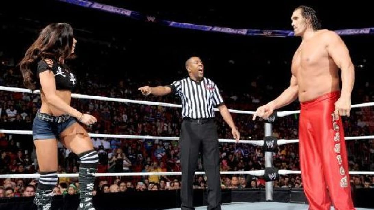 The Great Khali has fought in WWE with four Womens wrestlers Natalia was best of them