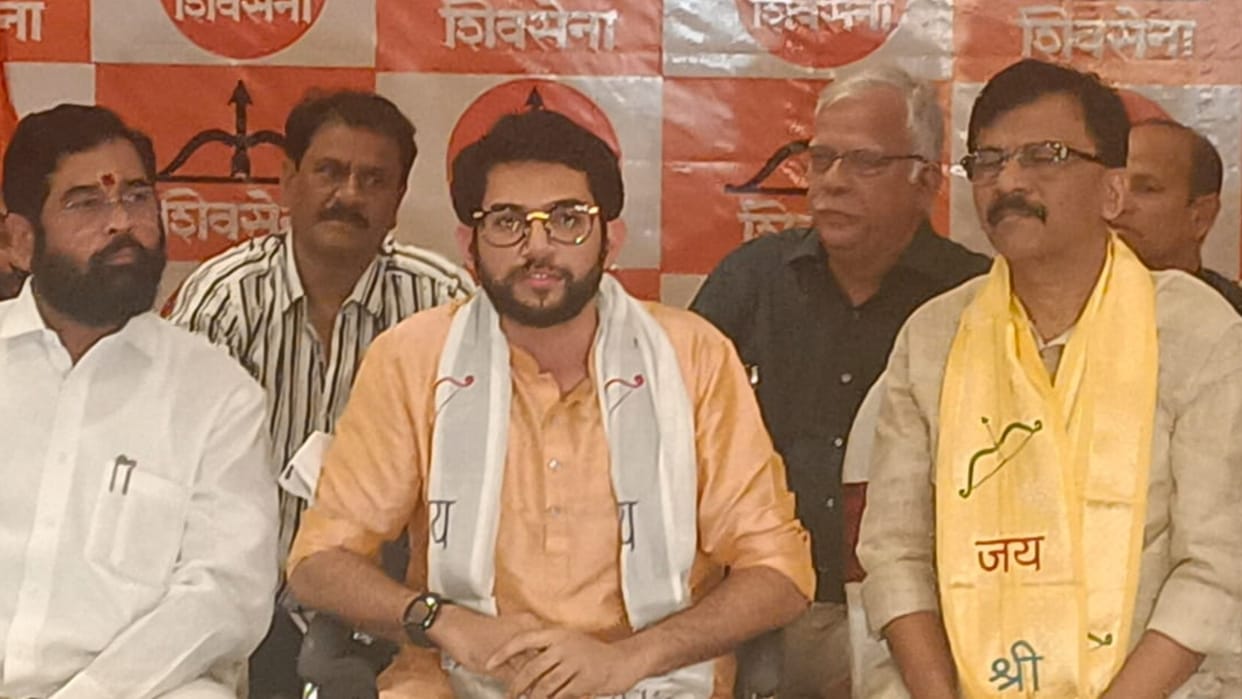 Maharashtra minister Aditya Tahckray in Ayodhya.