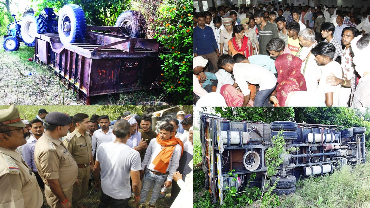 Budaun Road Accident Six devotees including mother and daughter died in mini truck-tractor-trolley collision