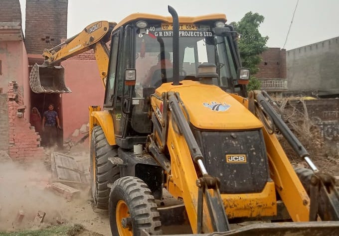 Seven houses that came under the JD of the highway were demolished
