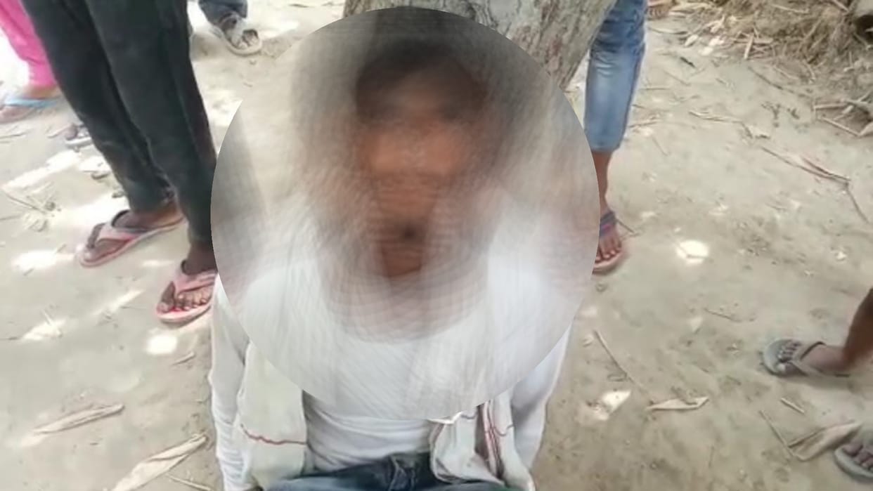 Villagers punish a thief in raebareli.