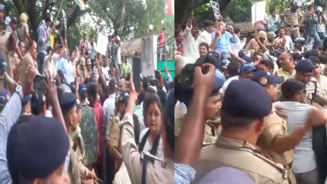 Congress workers protest against ED questioning of Rahul Gandhi, Clashes with police during Raj Bhavan march