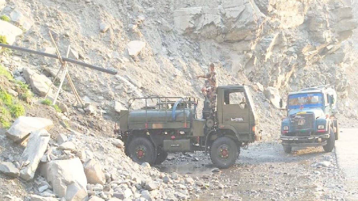 Army soldiers are quenching thirst by carrying water from six to seven kilometers away