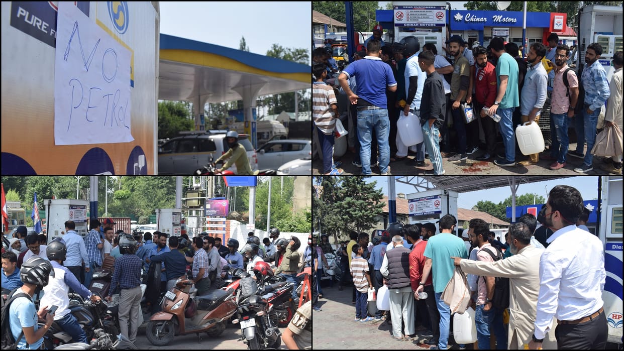 Kashmir Petrol Pump fuel shortage Huge crowd at petrol pumps in Valley kashmir