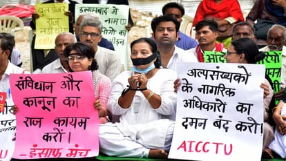 Prayagraj violence: Civil society people protest against the demolition of Javed Pump house