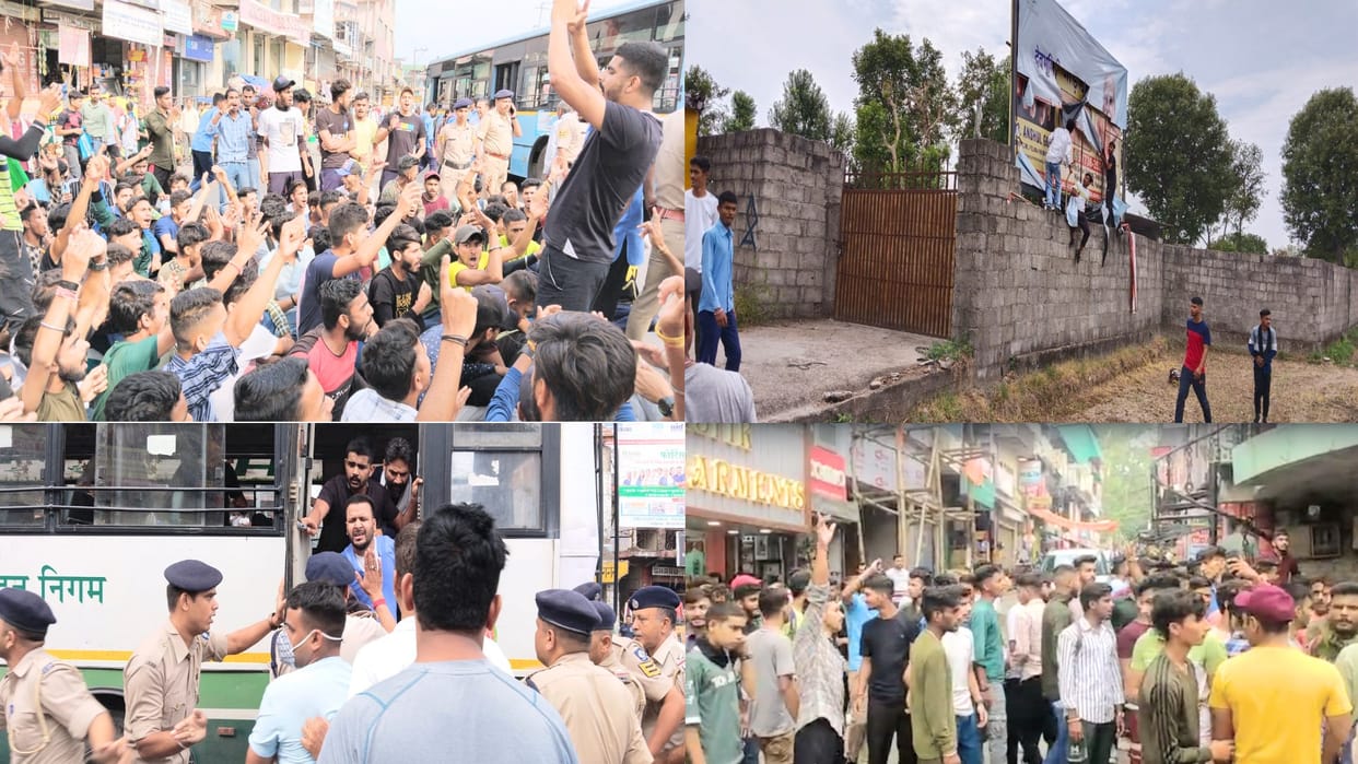 Protest against Agneepath scheme: Just before PM's roadshow, fierce demonstration in Gagal, youth took to the streets in Hamirpur too