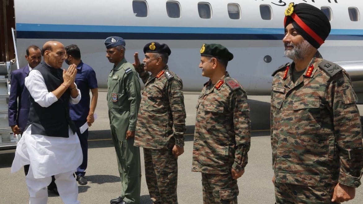 Defence Minister Rajnath Singh arrives in Srinagar on two days visit in jammu kashmir