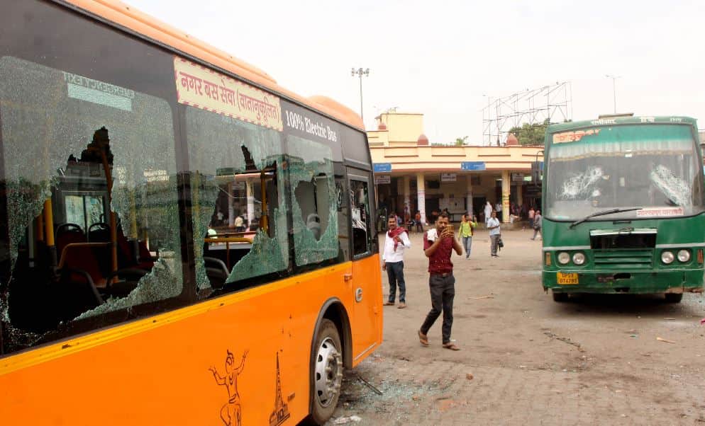 Agneepath Scheme Protest in varanasi see Photos of ruckus in Banaras many vehicles vandalized railway track set on fire