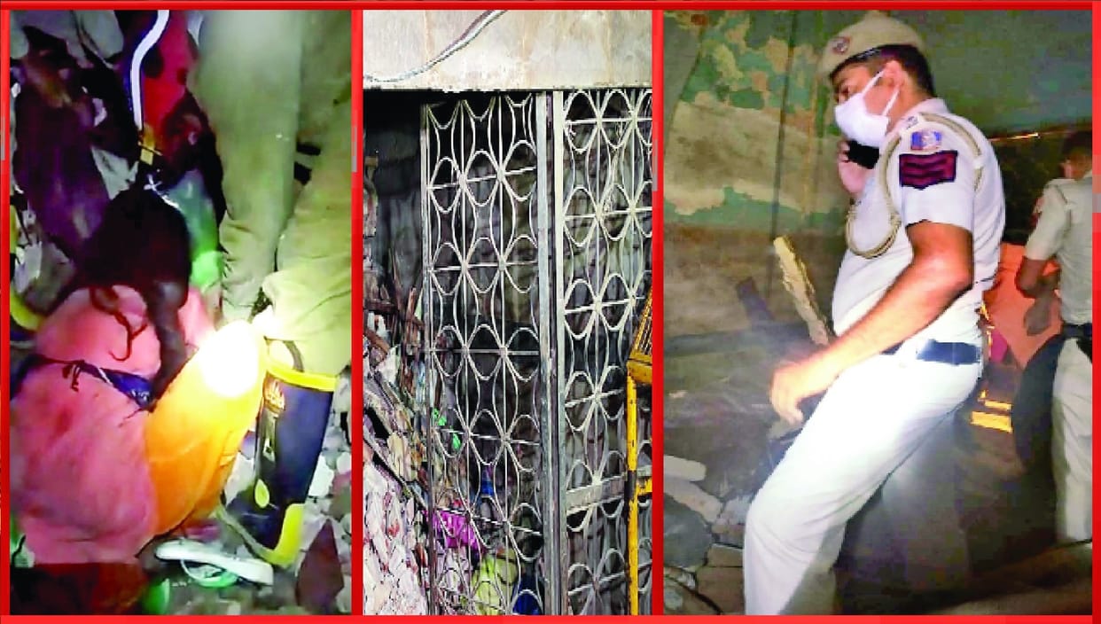 dilapidated house collapsed in Paharganj area of central Delhi
