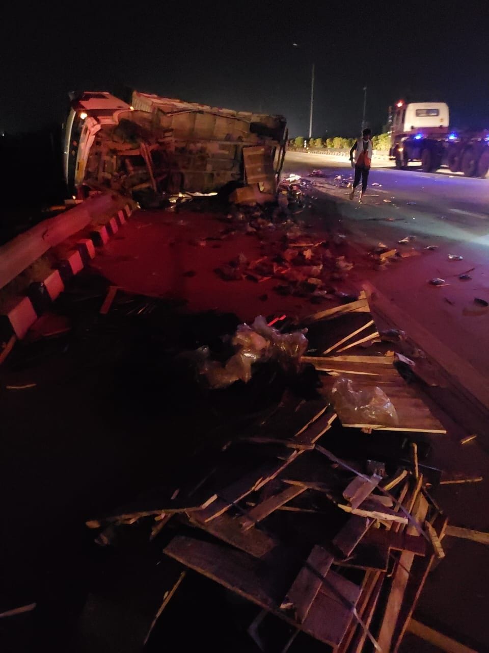 Unknown vehicle crushed three drivers changing canter tires, two died