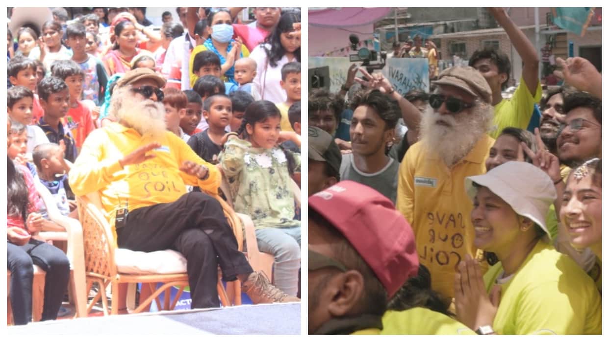 Asia largest school of hip hop The Dharavi Dream Project welcomed Sadhguru he reached there as part of his Save Soil campaign