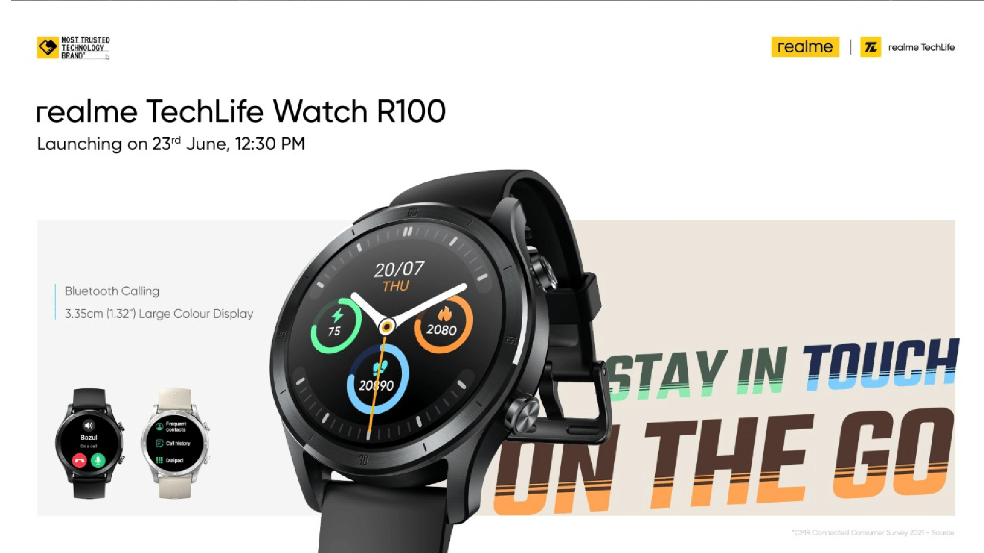 Realme Techlife Watch R100 to Launch in India on June 23