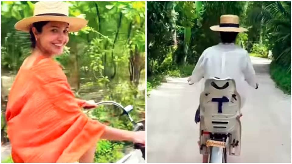 anushka sharma shared video of maldives cycling with daughter vamika   
