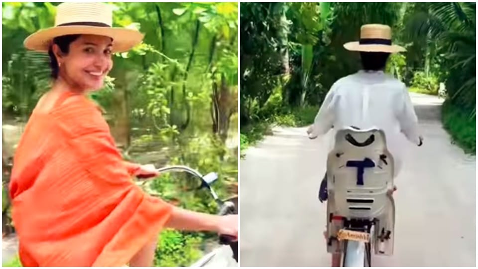 anushka sharma shared video of maldives cycling with daughter vamika   