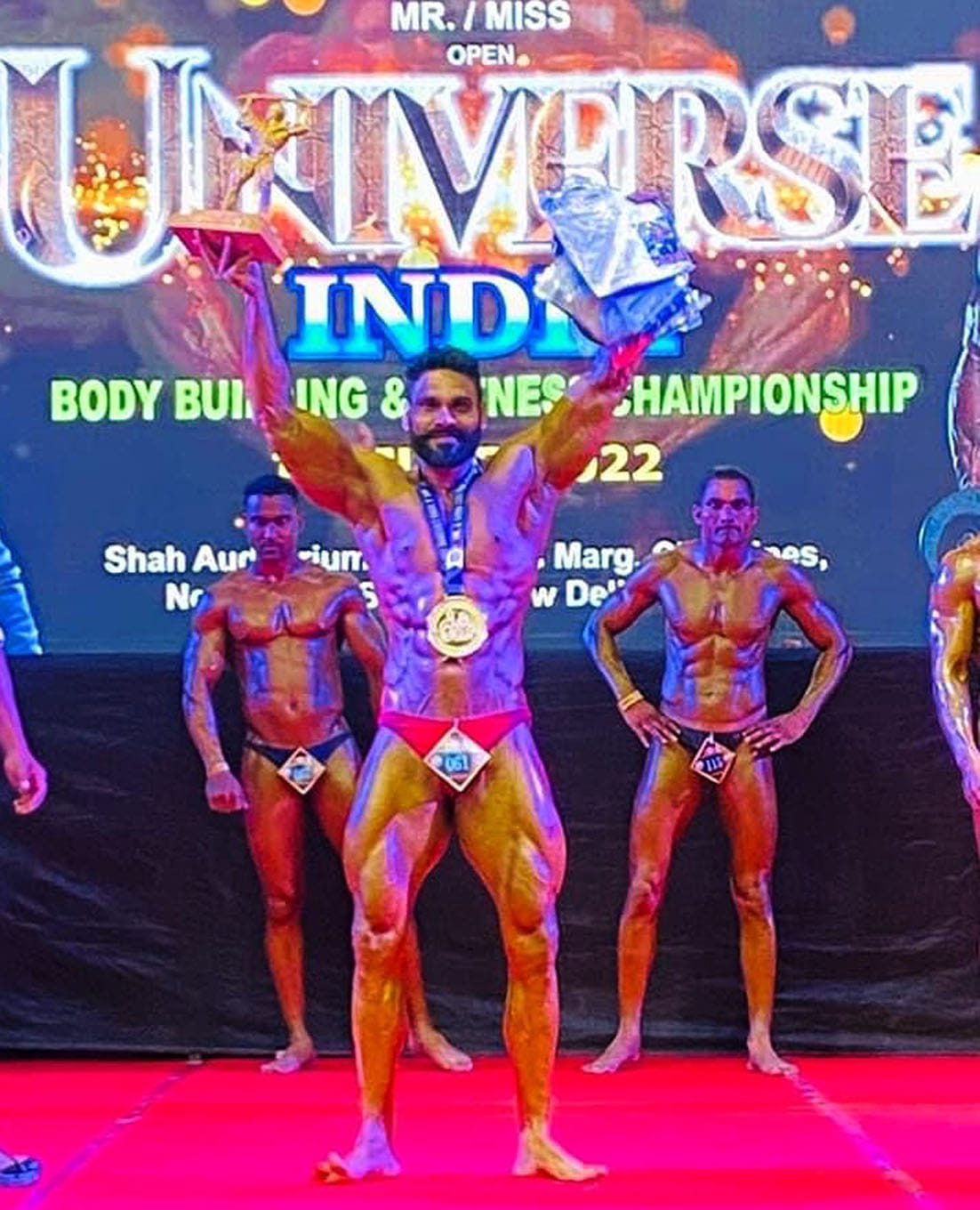 Sachin won gold in body building