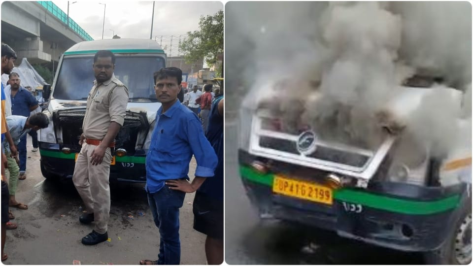 Fire in moving ambulance UP Police constable saved 3 lives