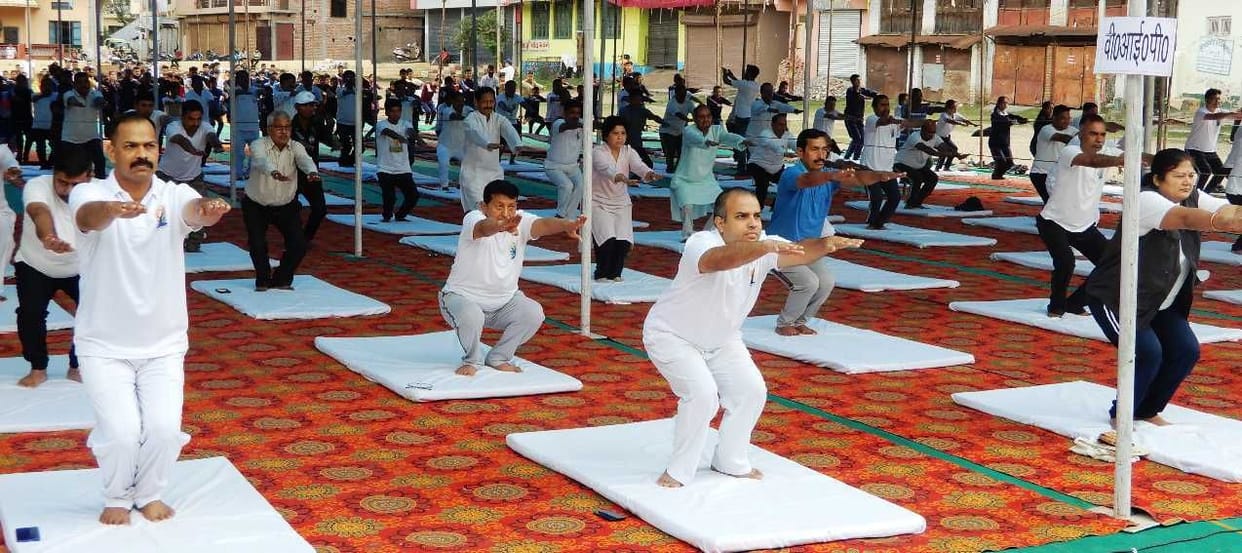 Yoga day celebration in district.
