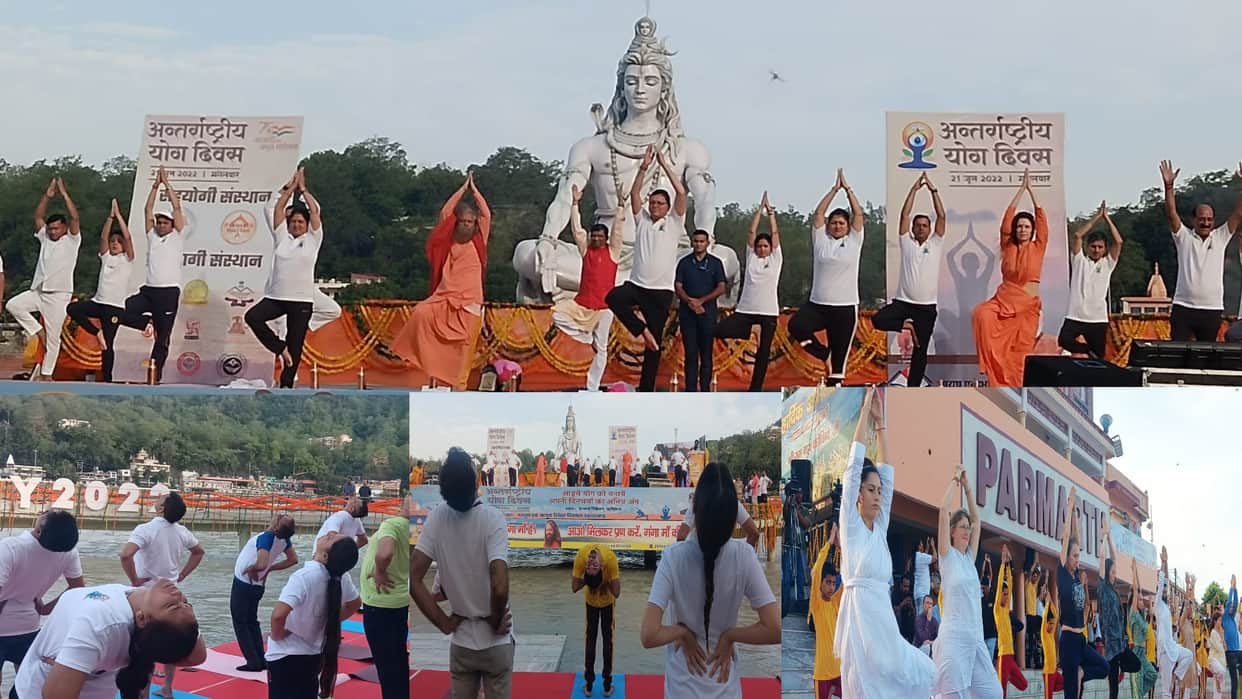 International Yoga Day: CM Pushkar Singh Dhami, Swami Chidanand Saraswati and thousands of Sadhak did yoga in Parmarth Niketan, See Photos