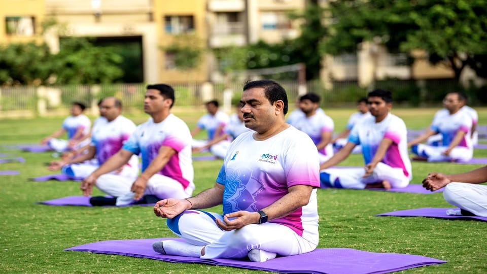 International Yoga day: Adani Foundation celebrated Yoga Day, Gautam and Preeti Adani gave message of Fit India
