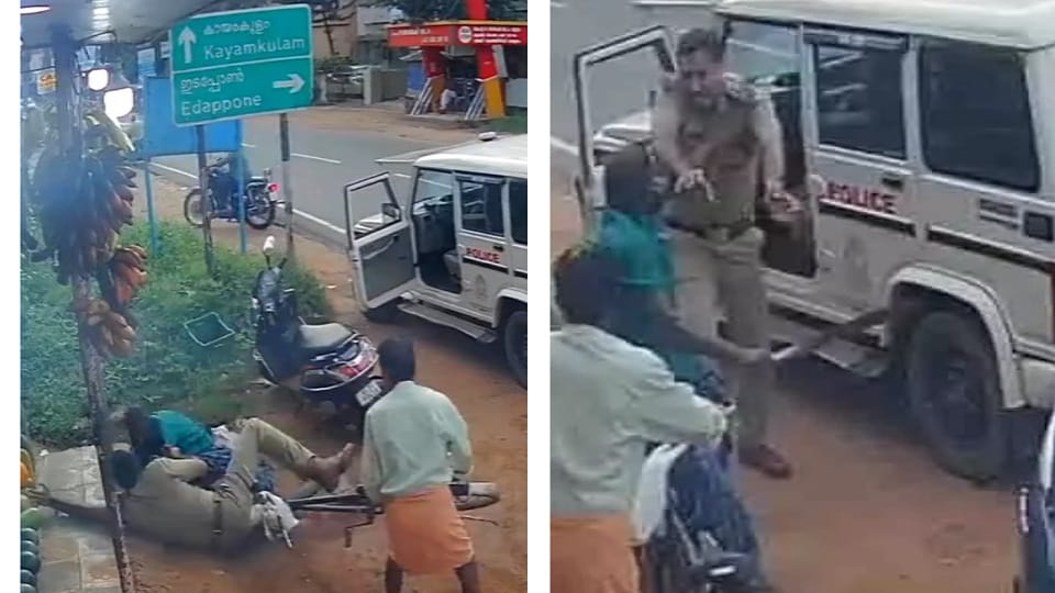 Thiruvananthapuram News, Video of Sub-Inspector Arun Kumar tackling an attack from a man carrying a machete goes viral