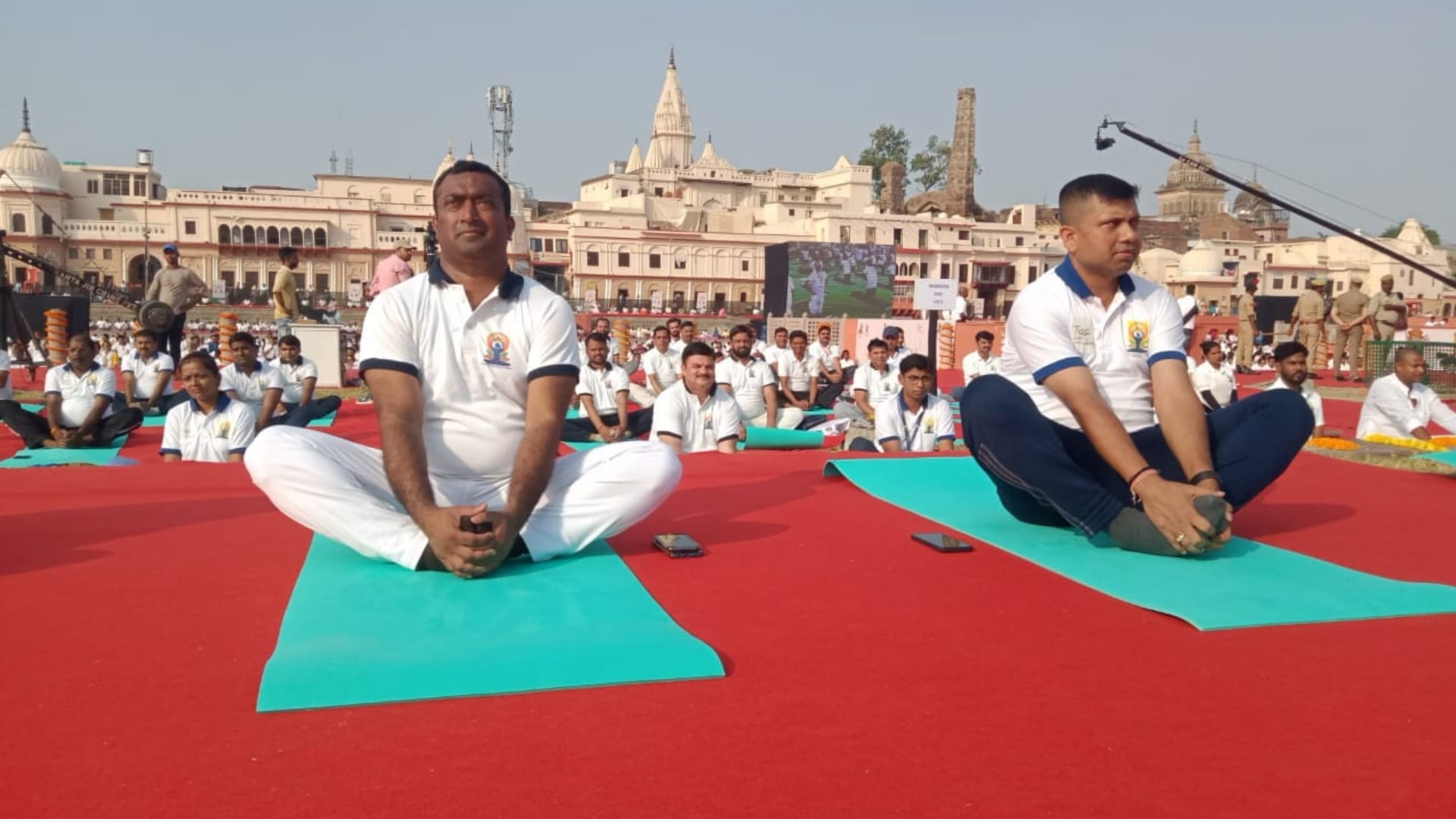 Yoga performed by 5000 people on Ram ki padi in Ayodhya.
