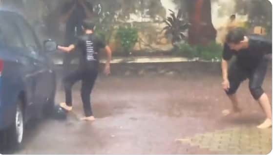 Aamir Khan video of playing football during rain with his son azad went viral on internet