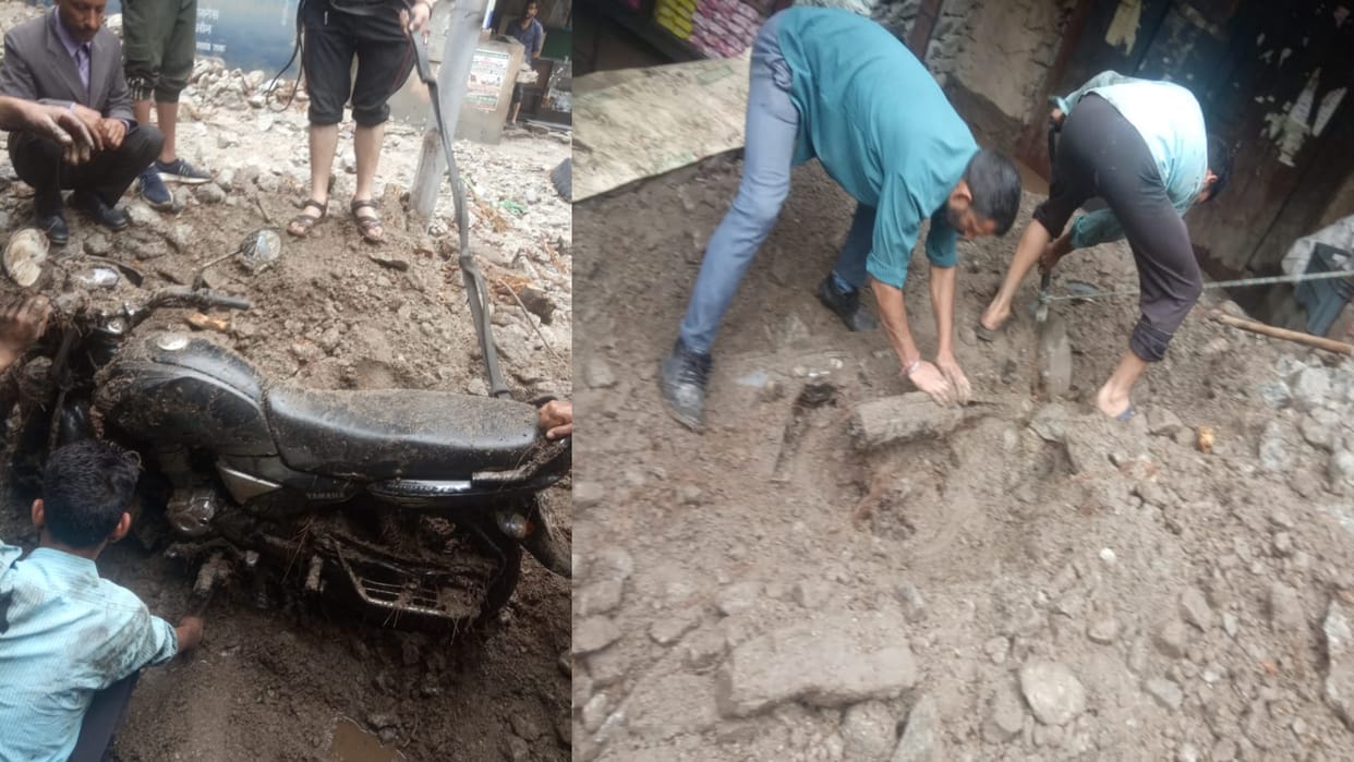 Heavy rain in Himachal Pradesh Chamba, bike washed away in the drain