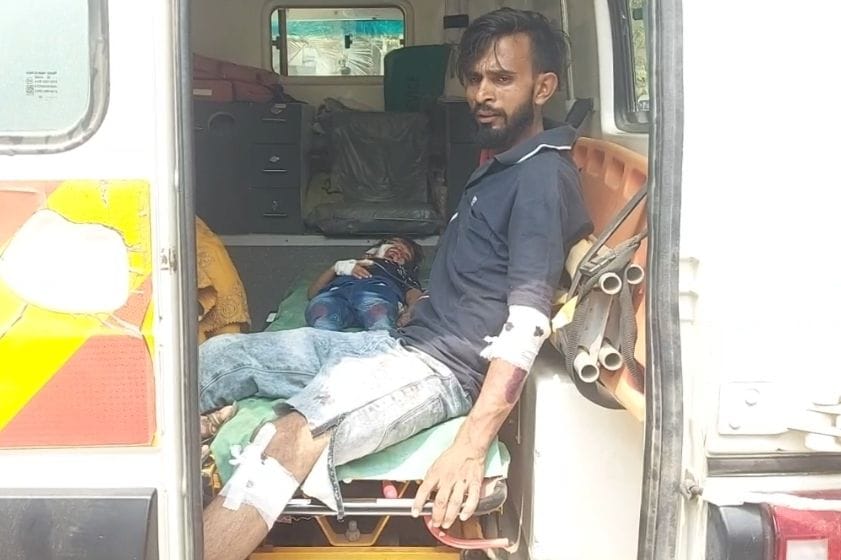 Bike collides with security wall, couple and three children injured