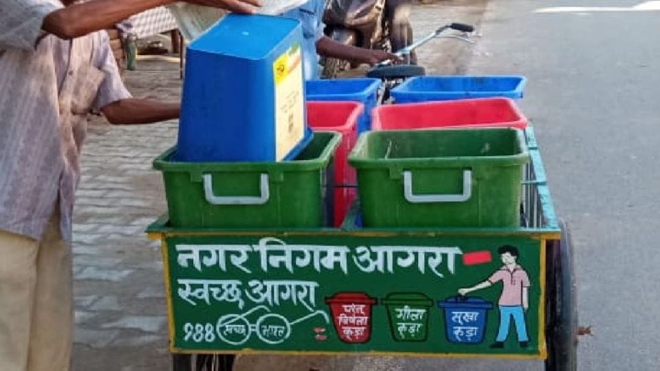 Sanitation workers stopped door-to-door garbage collection in Agra