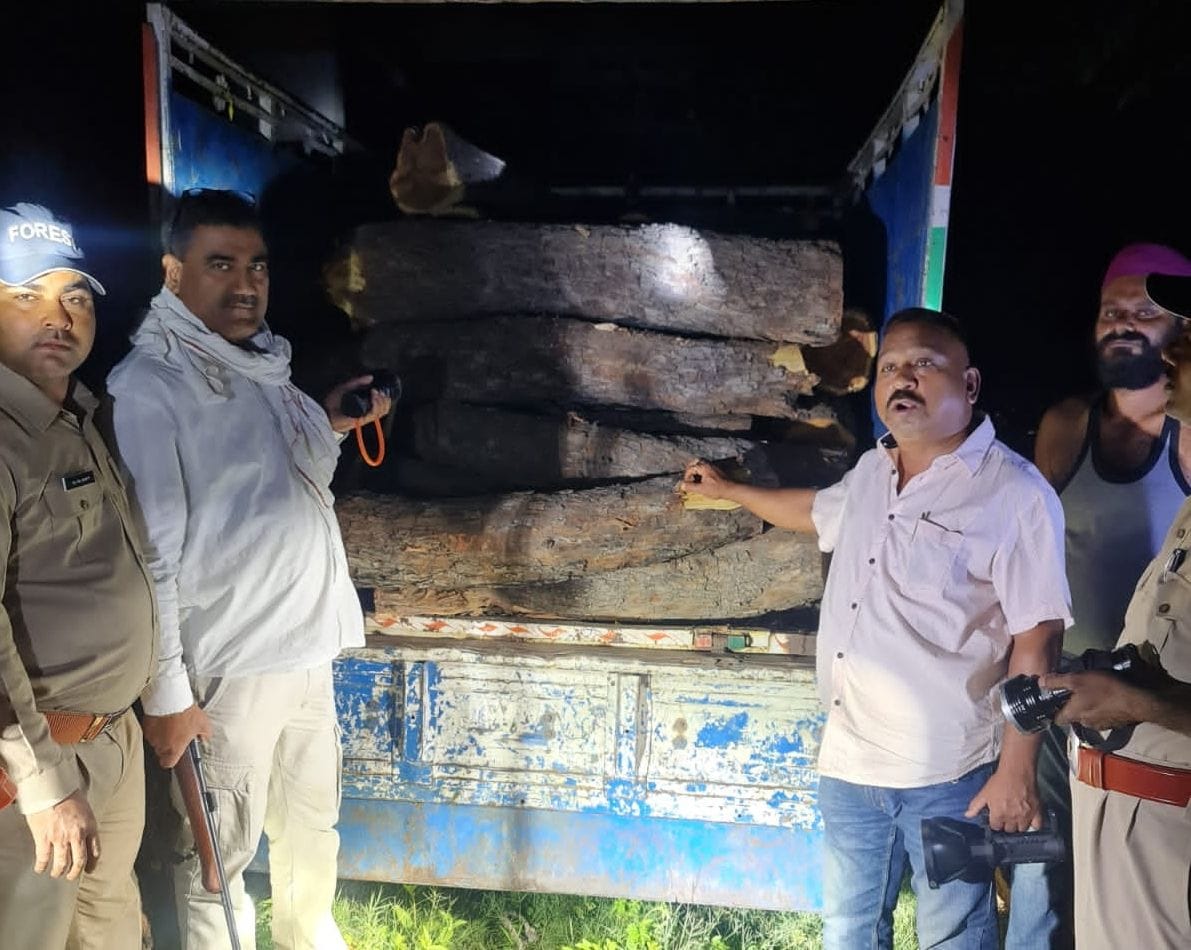 Forest Department caught a vehicle full of khair wood