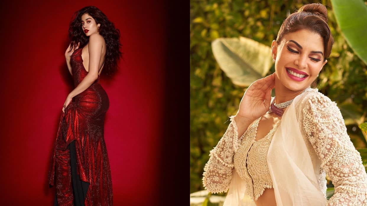 janhvi kapoor killer look backless red shimmery gown  and Jacqueline Fernandez beautiful pics today celebrity update in 10 pictures