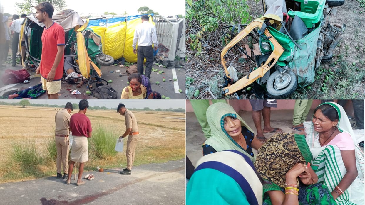Big road Accident in Hamirpur loader and auto collision see picture