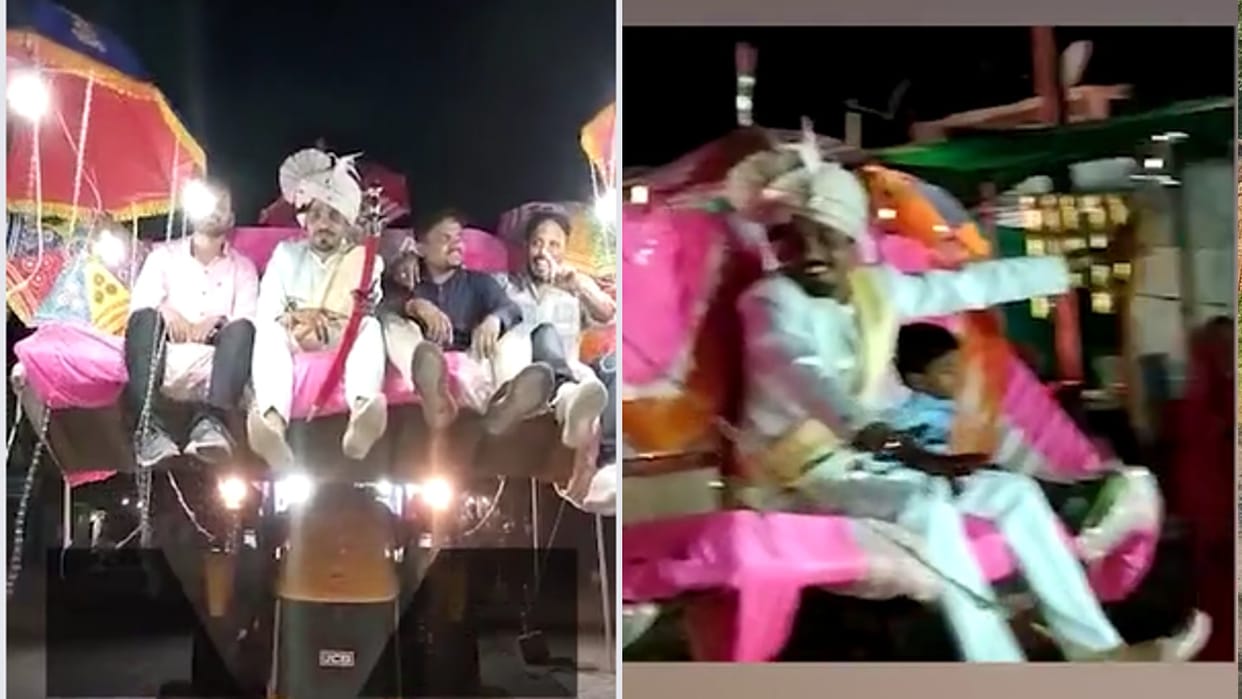 MP News: Engineer groom went out with a procession at JCB in Betul, danced with friends and came to pick up the bride