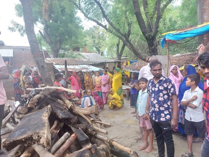 husband and wife including two children scorched after Cylinder caught fire while heating milk in jaunpur
