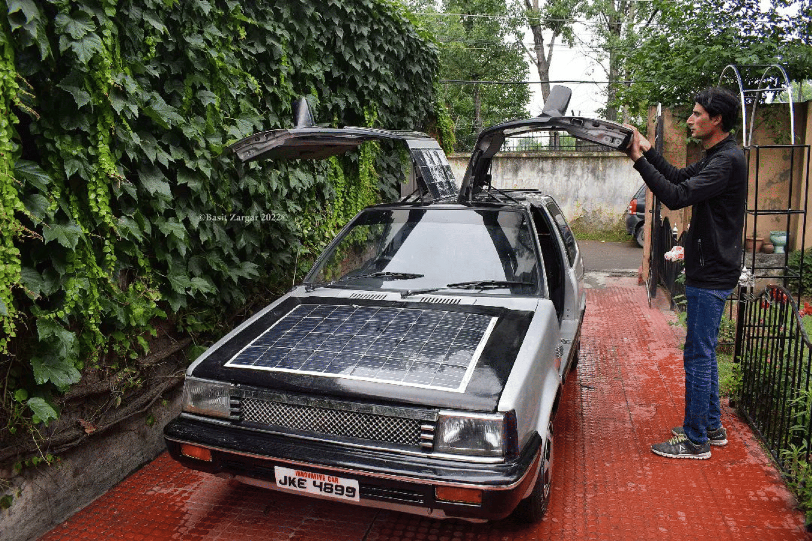 Kashmir based Mathematics teacher Bilal Ahmed invents Solar Car solar powered electric vehicle in India